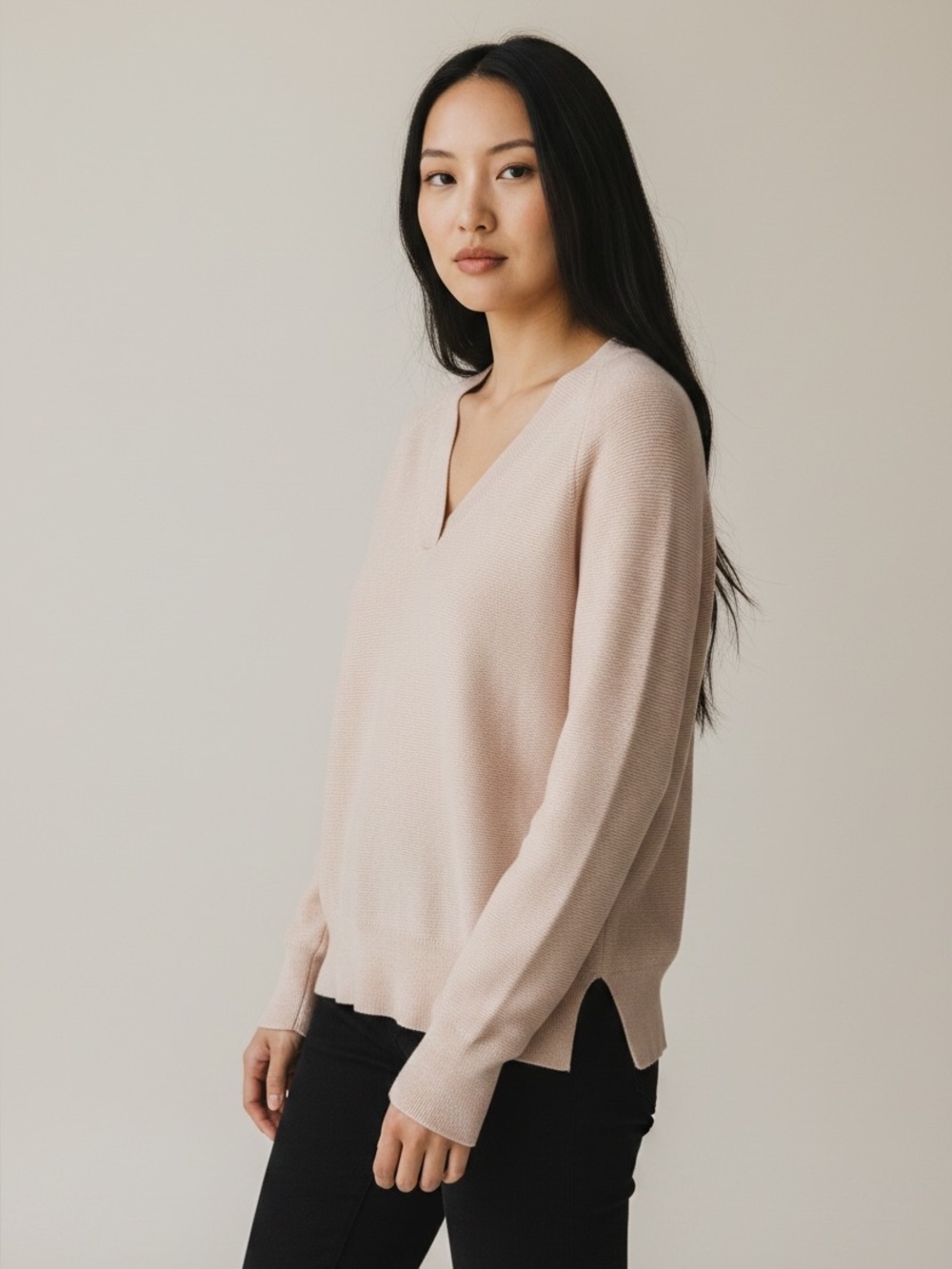 The Reset R Label 100% Wool V-Neck Sweater Tan Size XS